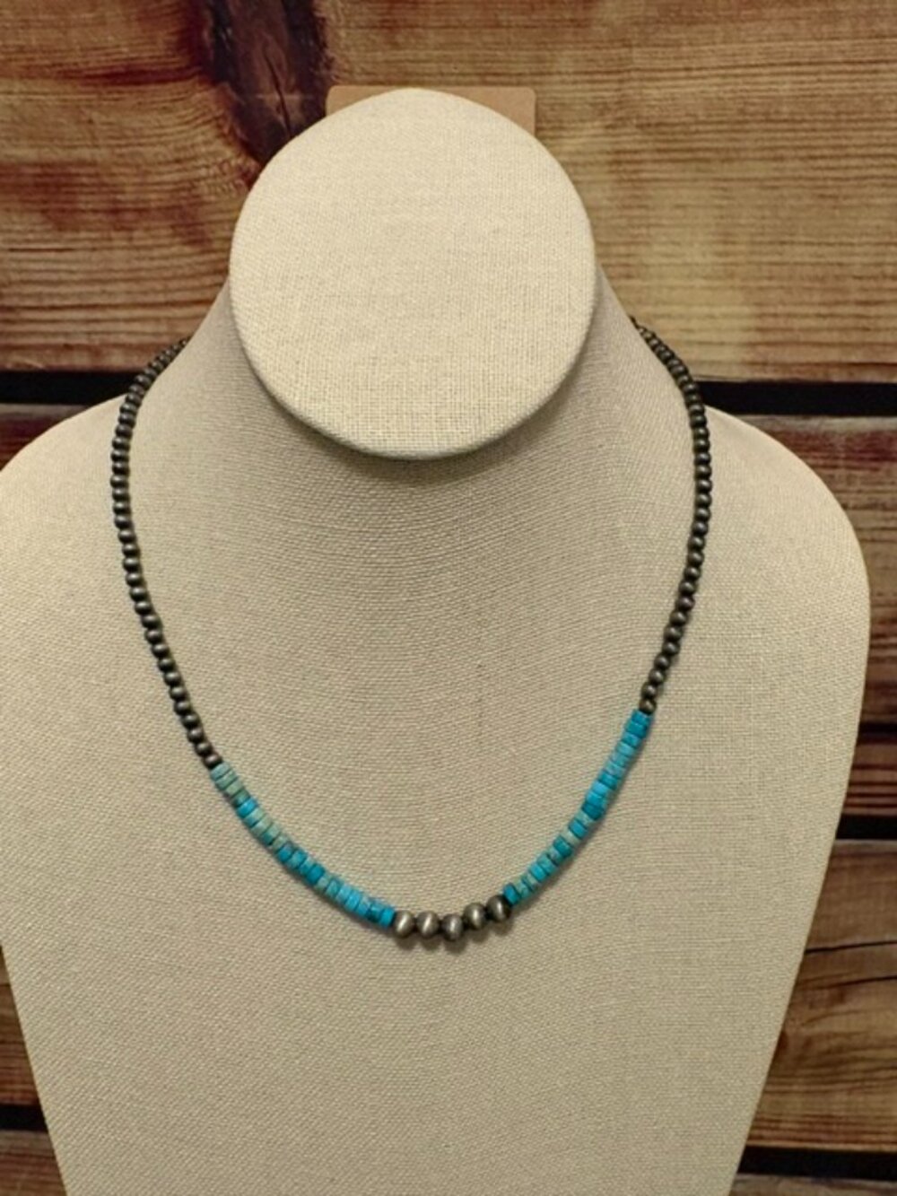 ISAC Handmade Western Navajo Style 4mm Rondelle Gemstone Beaded Necklace 15-20"